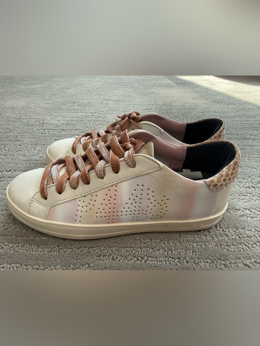 P448 Pink Iridescent Leather Low Top Sneakers Women’s EU 38 Made in Italy